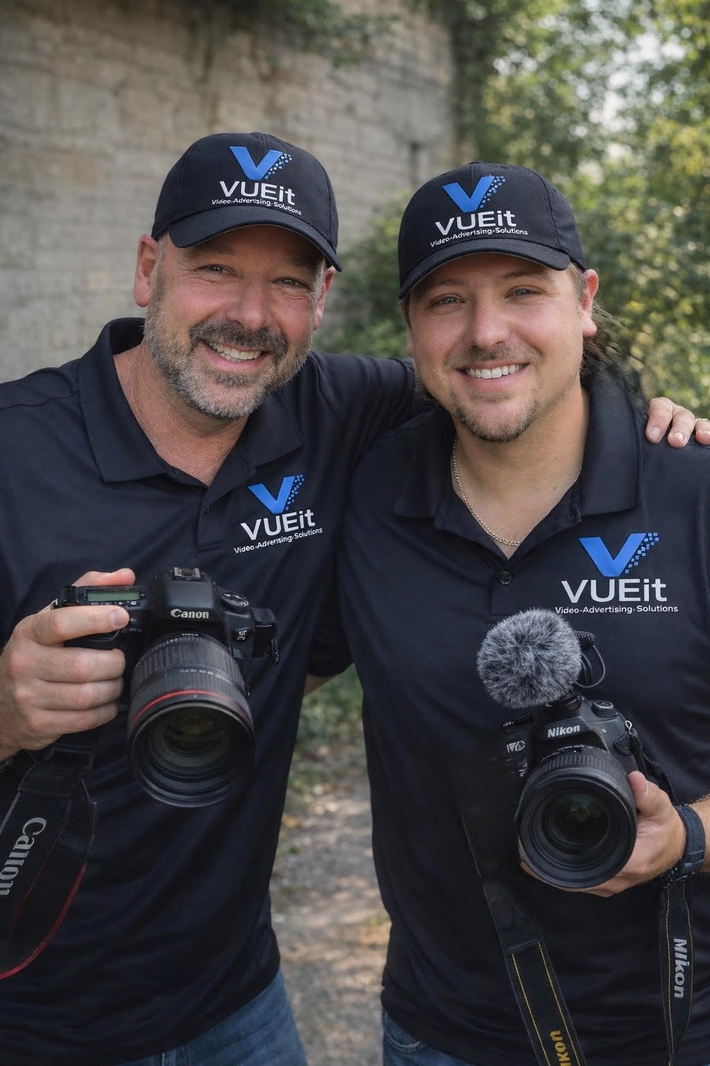 Dan and his father, founders of VUEit Advertising, ready to shoot